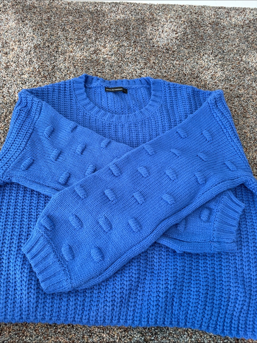 Blue Knit Crewneck Sweater